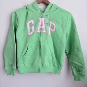Gap girls green pink hooded full zip jacket L 10